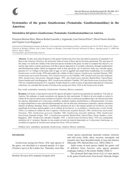 Systematics of the Genus Gnathostoma (Nematoda: Gnathostomatidae) in the Americas