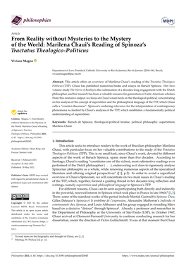 From Reality Without Mysteries to the Mysteryof the World: Marilena Chaui's Reading of Spinoza'stractatus Theologico-Politic