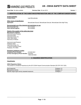 Us - Osha Safety Data Sheet