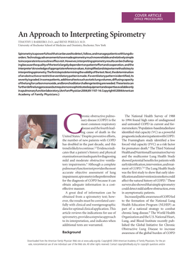 An Approach to Interpreting Spirometry TIMOTHY J