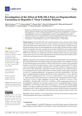 Investigation of the Effect of KIR–HLA Pairs on Hepatocellular Carcinoma in Hepatitis C Virus Cirrhotic Patients