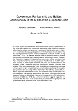 Government Partisanship and Bailout Conditionality in the Midst of the European Crisis