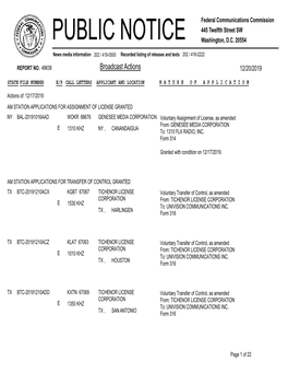 PUBLIC NOTICE Federal Communications Commission