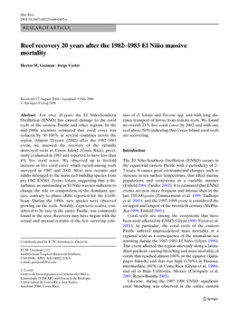Reef Recovery 20 Years After the 1982-1983 El Mno Massive Mortality