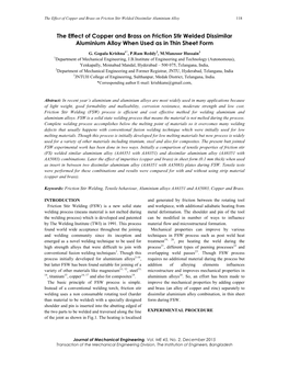 The Effect of Copper and Brass on Friction Stir Welded Dissimilar Aluminium Alloy 118