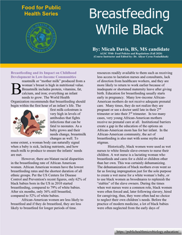 Breastfeeding While Black AGSC 5540- Food Policies and Regulations (Fall 2020) (Course Instructor and Edited By: Dr