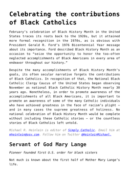 Celebrating the Contributions of Black Catholics