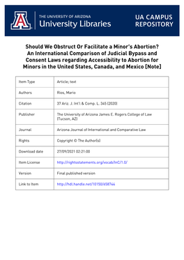 Should We Obstruct Or Facilitate a Minor's Abortion? an International