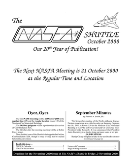 SHUTTLE October 2000 Our 20Th Year of Publication!