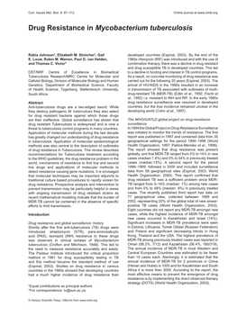 Drug Resistance in Mycobacterium Tuberculosis