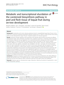 Metabolic and Transcriptional Elucidation of the Carotenoid