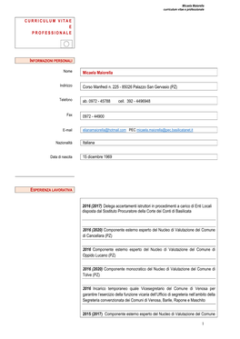 Formato Europeo Per Il Curriculum Vitae