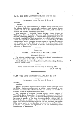 45 No. 52. the LAND ACQUISITION LAWS, 1899 to 1947. Governor