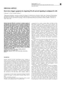 Heat Stress Triggers Apoptosis by Impairing NF-&Kappa