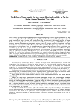 The Effects of Impermeable Surfaces on the Flooding Possibility in Zarrin- Shahr, Isfahan Municipal Watershed