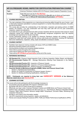 Api 510 Pressure Vessel Inspector Certification