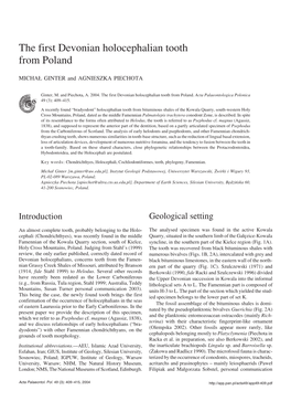 The First Devonian Holocephalian Tooth from Poland