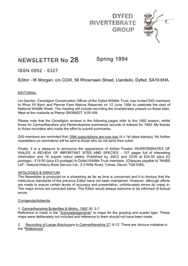 NEWSLETTER No 28 Spring 1994