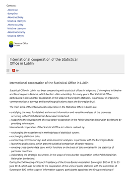 Statistical Office in Lublin / International Cooperation of the Statistical Office in Lublin