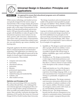 Universal Design in Education: Principles and Applications