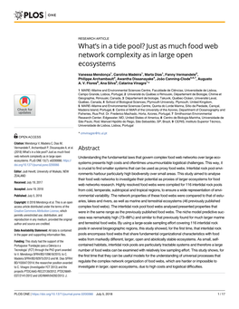 What's in a Tide Pool? Just As Much Food Web Network Complexity As in Large Open Ecosystems