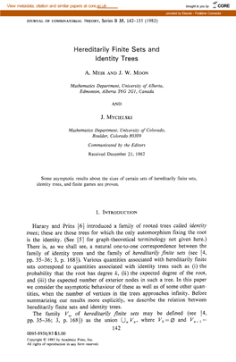 Hereditarily Finite Sets and Identity Trees