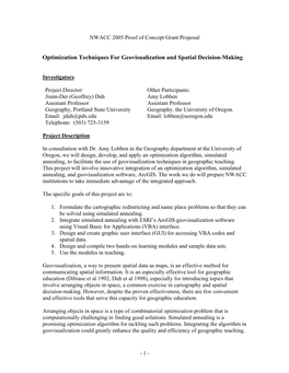 Optimization Techniques for Geovisualization and Spatial Decision-Making