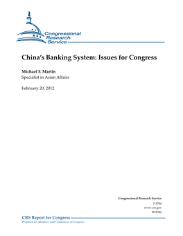 China's Banking System: Issues for Congress