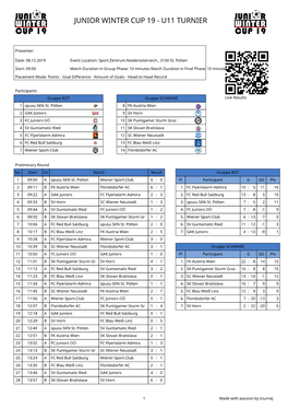 Junior Winter Cup 19 - U11 Turnier