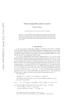 Purely Inseparable Points on Curves of Higher Genus, Math