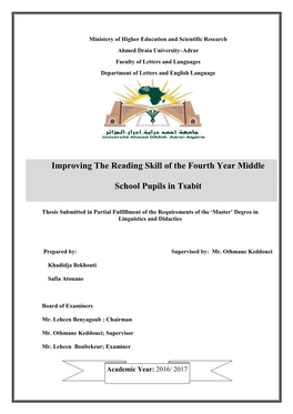 Improving the Reading Skill of the Fourth Year Middle School Pupils In