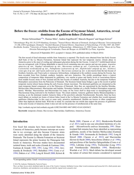 Otoliths from the Eocene of Seymour Island, Antarctica, Reveal