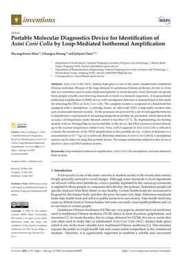 Portable Molecular Diagnostics Device for Identification of Asini Corii Colla by Loop-Mediated Isothermal Amplification