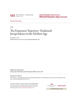 The Expansion Trajectory: Trademark Jurisprudence in the Modern Age Kenneth L