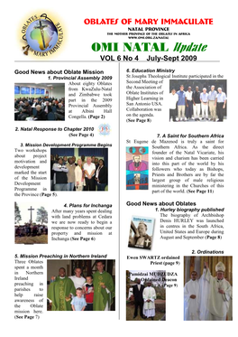 OMI NATAL Update VOL 6 No 4 July-Sept 2009