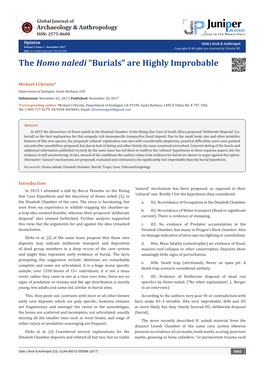 The Homo Naledi “Burials” Are Highly Improbable