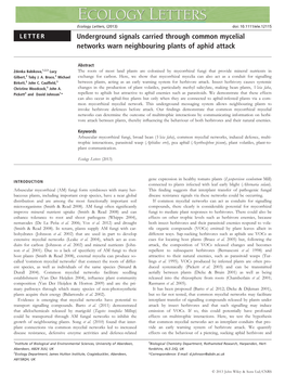 Underground Signals Carried Through Common Mycelial Networks Warn Neighbouring Plants of Aphid Attack