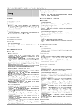 7434 the LONDON GAZETTE TUESDAY 16 APRIL 2013 SUPPLEMENT No. 1 16 April 2013 COMMANDS and STAFF Regular Army Brigadier P. N. Y