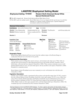 LANDFIRE Biophysical Setting Model