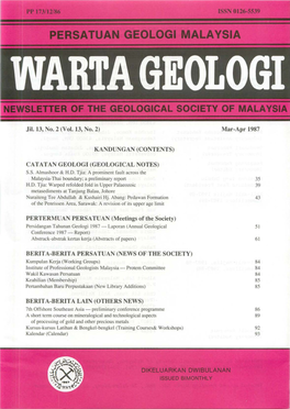 (Vol. 13, No.2) KANDUNGAN (CONTENTS) CAT at an GEOLOGI