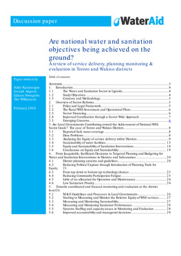 Are National Water and Sanitation Objectives Being Achieved By