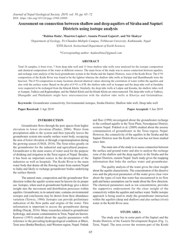 Assessment on Connection Between Shallow and Deep Aquifers of Siraha and Saptari Districts Using Isotope Analysis