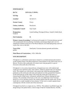 FFRWDGRECH Ref No PGW (Po) 17 (POW) OS Map 160 Grid Ref SO 029 271 Former County Powys Unitary Authority Brecknock Commu