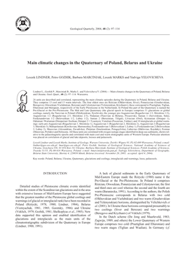 Climatic Changes in the Quaternary of Poland, Belarus and Ukraine