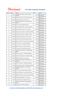 CPL 2021 Complete Schedule