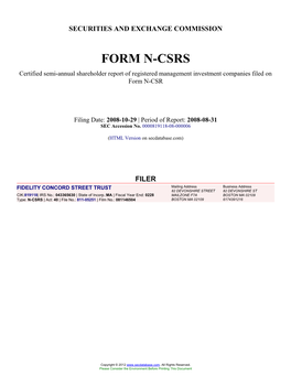 Form: N-CSRS, Filing Date: 10/29/2008