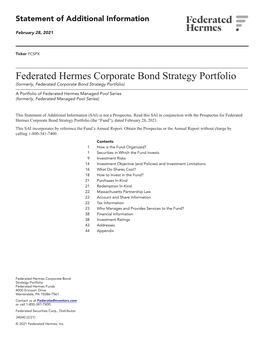 Corporate Bond Strategy Portfolio (Formerly, Federated Corporate Bond Strategy Portfolio)