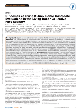 Outcomes of Living Kidney Donor Candidate Evaluations in the Living