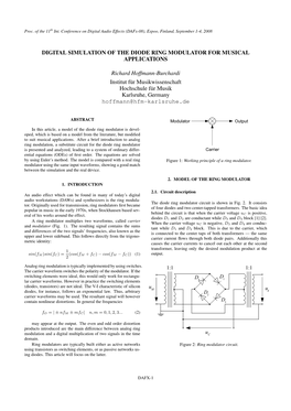 Digital Simulation of the Diode Ring Modulator for Musical Applications