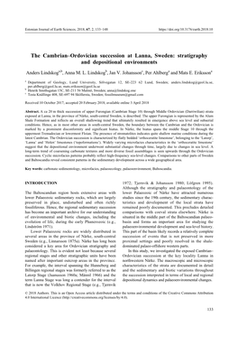 The Cambrian–Ordovician Succession at Lanna, Sweden: Stratigraphy and Depositional Environments